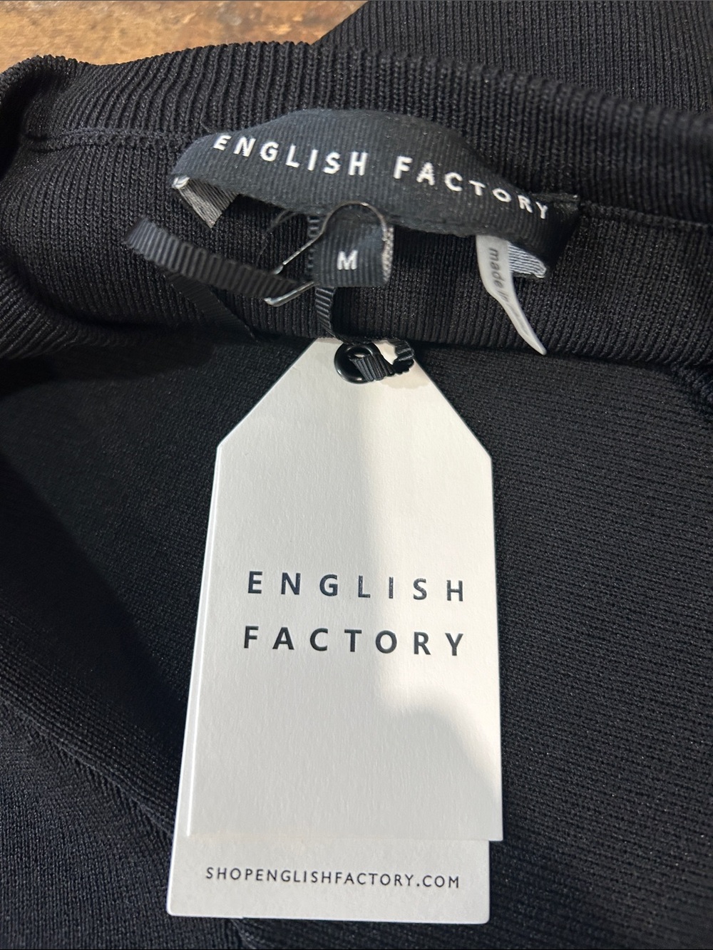 NWT English Factory combo knit poplin dress black white Medium - Picture 13 of 15